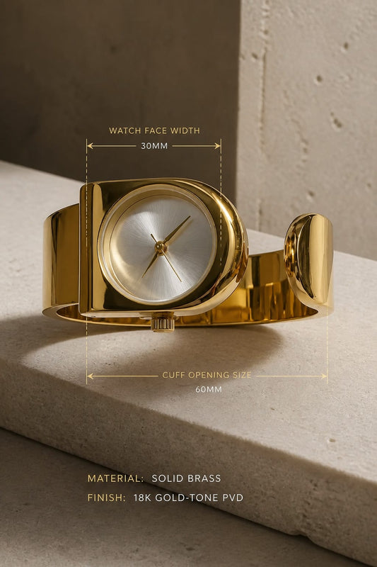 Oceania Hub Women Gold-Tone Minimalist Cuff Bracelet Watch