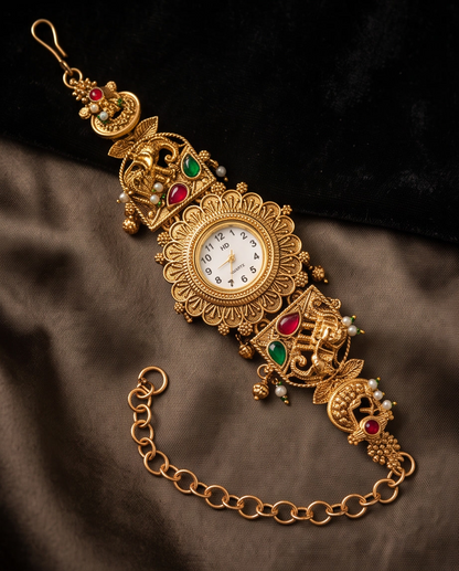 Oceania Hub- - Kashmiri Heritage Pearl Charm Bracelet Watch