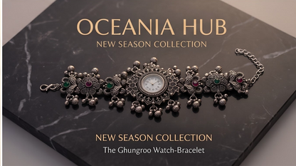 Oceania Hub - Kashmiri Heritage Oxidised Silver Bracelet Watch
