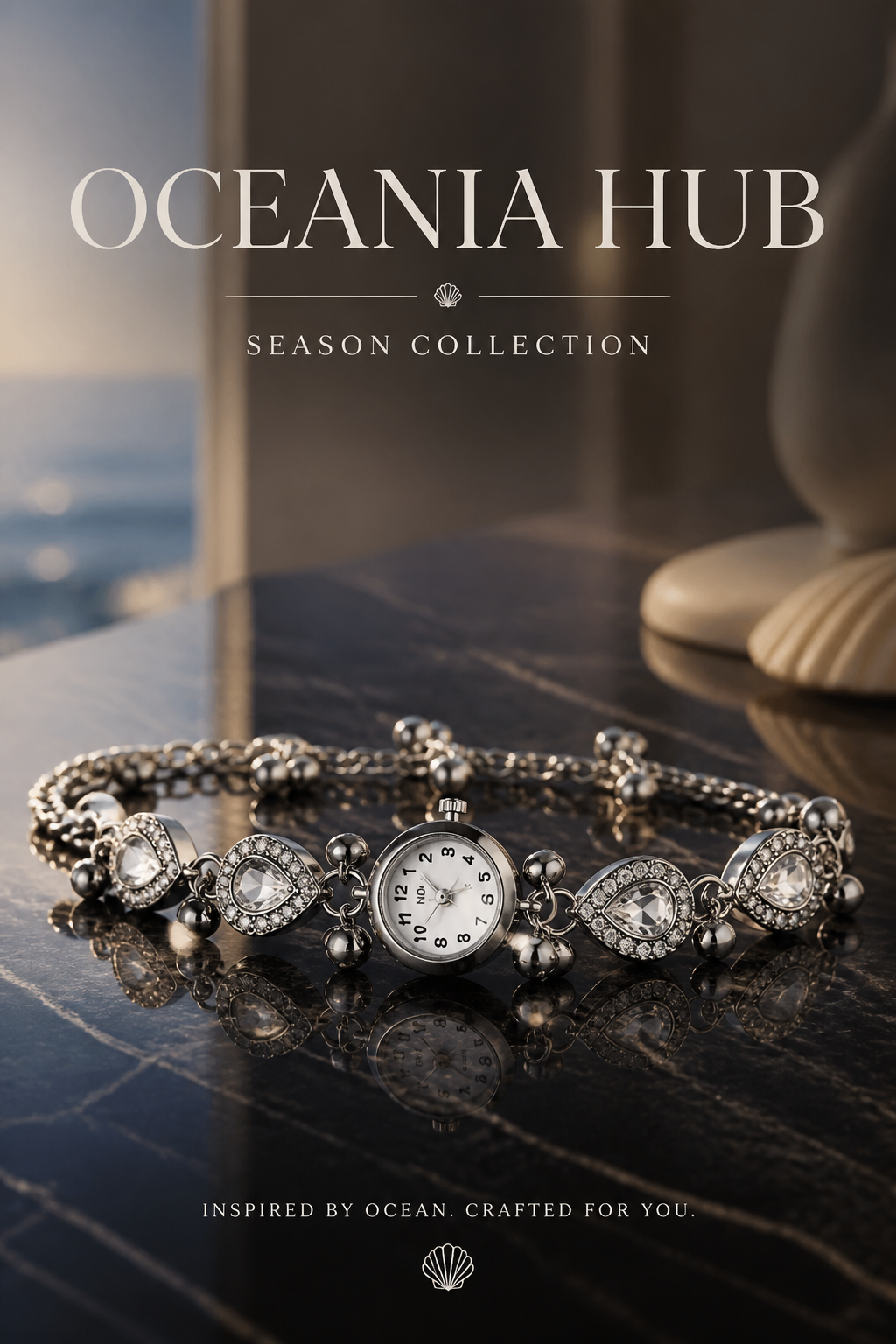 OCEANIA HUB-Kashmiri Crystal Heart Bracelet Watch