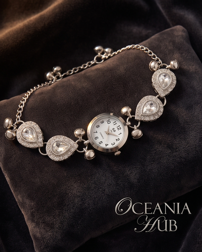OCEANIA HUB-Kashmiri Crystal Heart Bracelet Watch