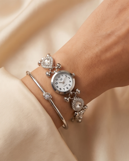 OCEANIA HUB-Kashmiri Crystal Heart Bracelet Watch