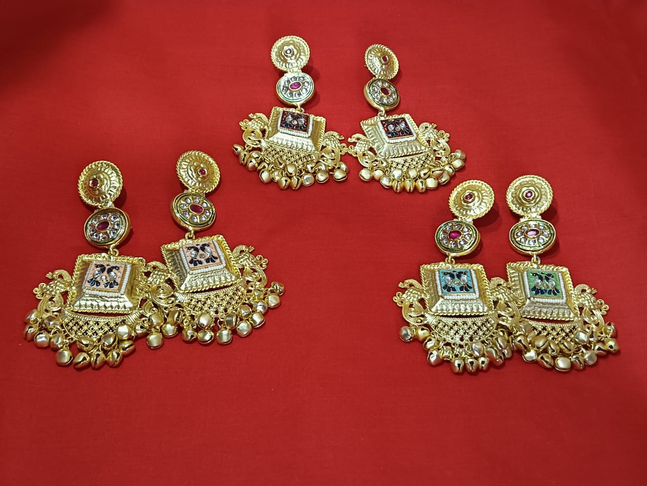 Royal Peacock Temple Jhumka Earrings
