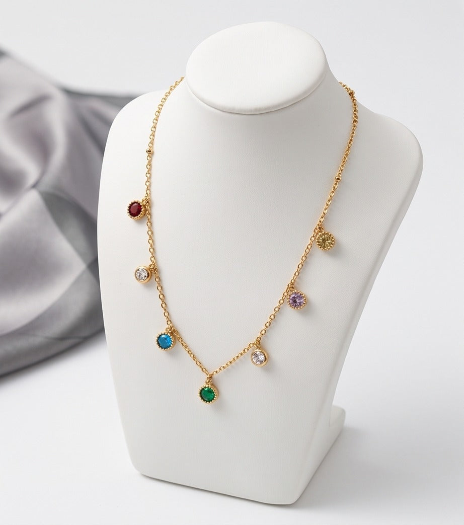 Aurora Multicolor Crystal Station Necklace