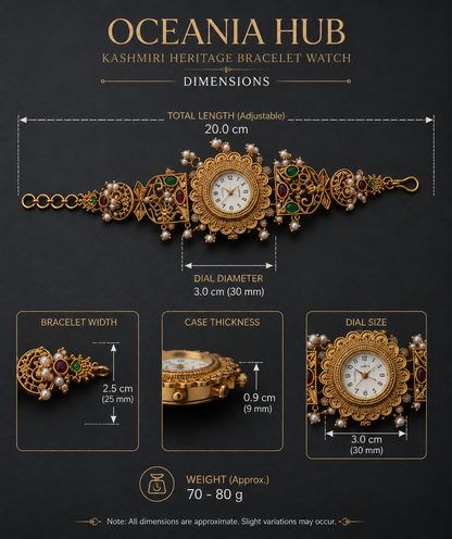 Oceania Hub- - Kashmiri Heritage Pearl Charm Bracelet Watch