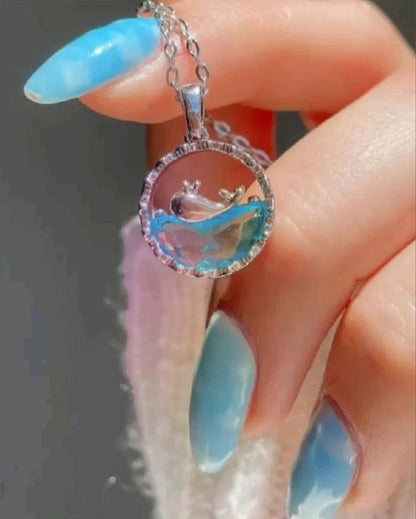 Ocean Wave Moon Pendant Necklace