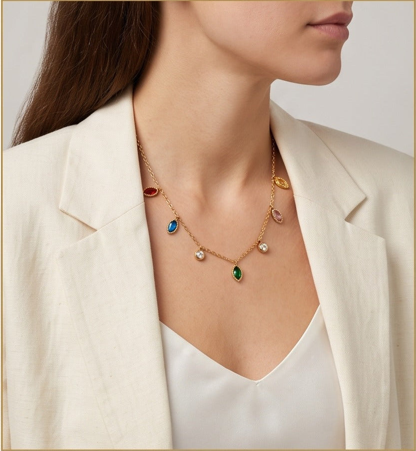Celestial Marquise CZ Charm Necklace