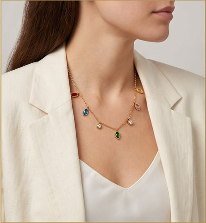 Celestial Marquise CZ Charm Necklace