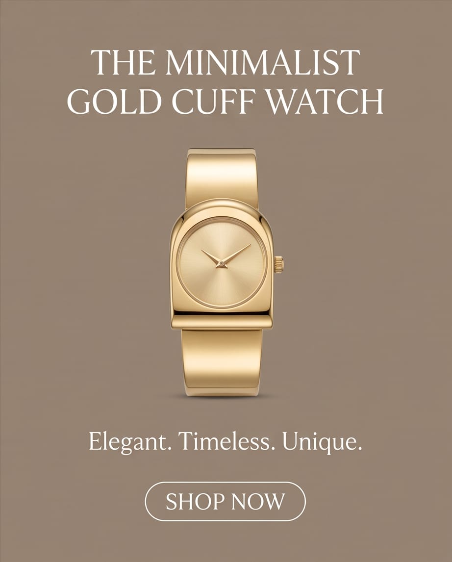 Oceania Hub Women Gold-Tone Bracelet Cuff Watch with Champagne Dial