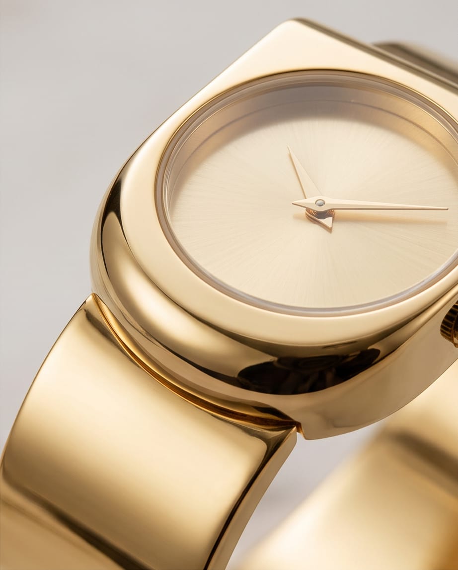 Oceania Hub Women Gold-Tone Bracelet Cuff Watch with Champagne Dial