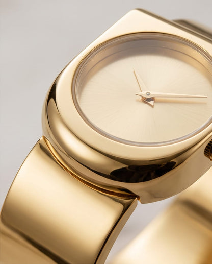 Oceania Hub Women Gold-Tone Bracelet Cuff Watch with Champagne Dial