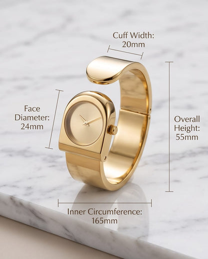 Oceania Hub Women Gold-Tone Bracelet Cuff Watch with Champagne Dial
