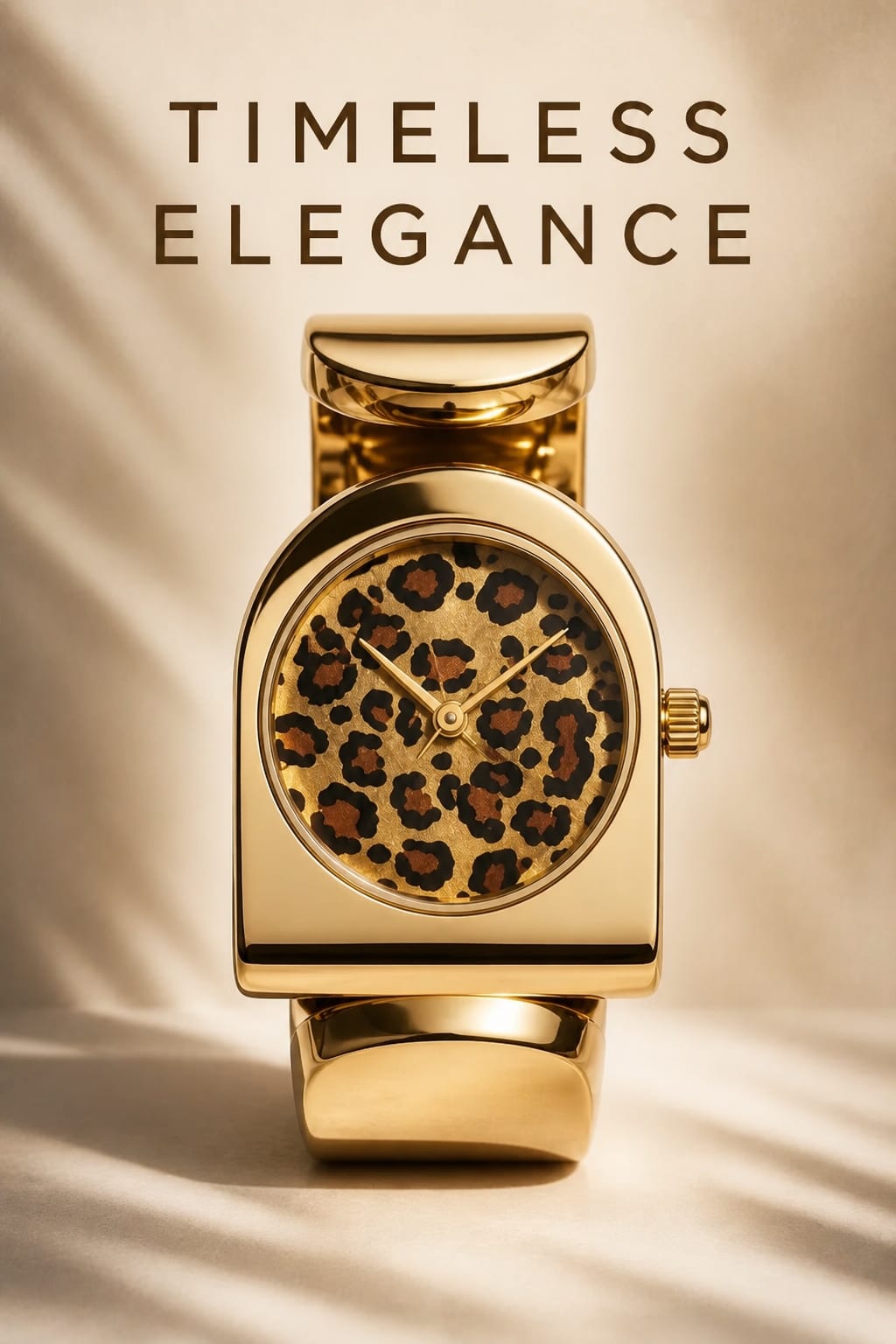 Oceania Hub Women Gold-Tone Bracelet Watch with Leopard Print Dial