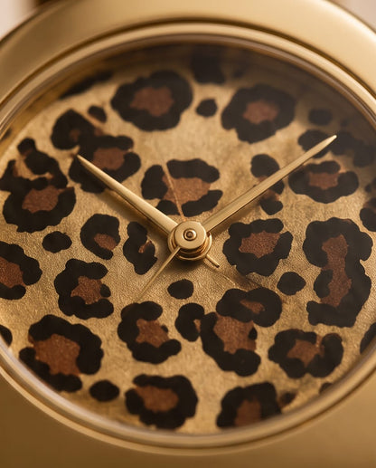 Oceania Hub Women Gold-Tone Bracelet Watch with Leopard Print Dial