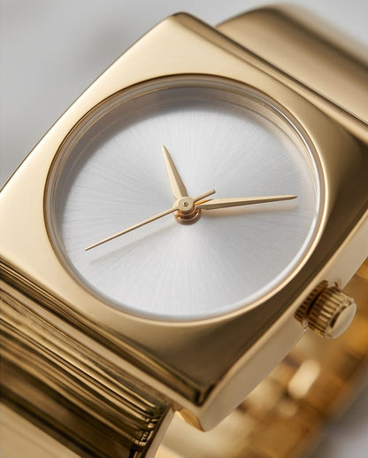 Oceania Hub Women Gold-Tone Minimalist Cuff Bracelet Watch