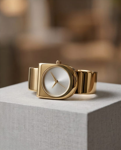 Oceania Hub Women Gold-Tone Minimalist Cuff Bracelet Watch