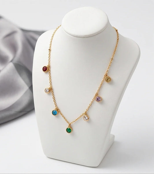 Aurora Multicolor Crystal Station Necklace