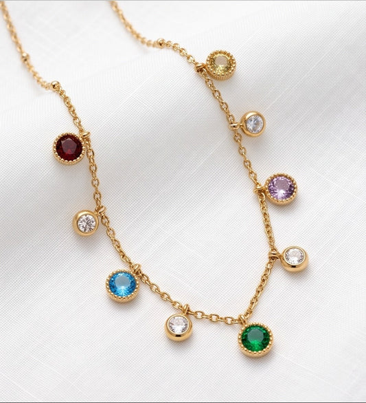 Aurora Multicolor Crystal Station Necklace